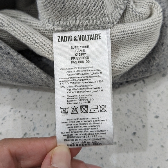 Zadig & Voltaire Girl's Fame Sweatshirt Gray Skeleton Roses Crewneck Casual 12 - Picture 9 of 9